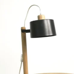 DIZY Design Tables De Chevet Good Is Beautiful Table D'appoint Avec Plateaux Décalés, Lampe En Chêne & Métal Noir -SURMATELAS Soldes table d appoint avec plateaux decales lampe en chene metal noir 4