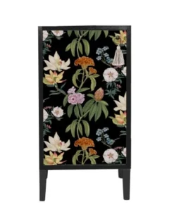 RNT By Really Nice Things Tables De Chevet Table De Bois De Pin Massif Et Imprimé Floral Sur Fond Noir Jara. -SURMATELAS Soldes table de bois de pin massif et imprime floral sur fond noir jara 5