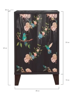 RNT By Really Nice Things Tables De Chevet Table De Bois Pin Massif Imprimé Florale Sur Fond Noir Colibri -SURMATELAS Soldes table de bois pin massif imprime florale sur fond noir colibri 4