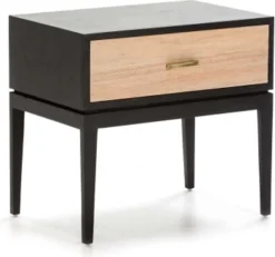 Thai Natura Tables De Chevet Table De Chever 1 Tiroir En Bois Clair Cérusé -SURMATELAS Soldes table de chever 1 tiroir en bois clair ceruse et noir