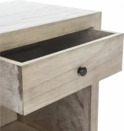 Thai Natura Tables De Chevet Table De Chevet 1 Niche 1 Tiroir En Bois Clair Gris -SURMATELAS Soldes table de chevet 1 niche 1 tiroir en bois clair gris 3
