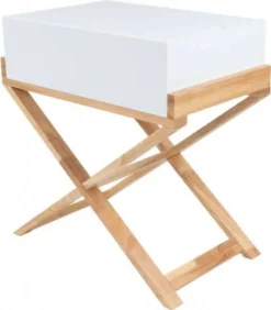 ReCollection Tables De Chevet Table De Chevet 1 Niche Couleur Blanc Et Bois Clair