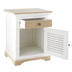 Maisons Du Monde Tables De Chevet Table De Chevet 1 Porte 1 Tiroir En Manguier Massif Blanc -SURMATELAS Soldes table de chevet 1 porte 1 tiroir en manguier massif blanc 1000 14 10 175777 3