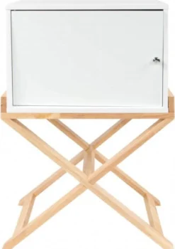 ReCollection Tables De Chevet Table De Chevet 1 Porte Couleur Blanc Et Bois Clair -SURMATELAS Soldes table de chevet 1 porte couleur blanc et bois clair 2