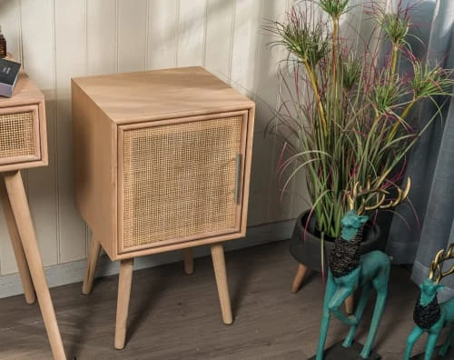 Nordlys Tables De Chevet Table De Chevet 1 Porte En Rotin Naturel 4 Nordlys Tables De Chevet Table De Chevet 1 Porte En Rotin Naturel – Image 2