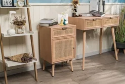 Nordlys Tables De Chevet Table De Chevet 1 Porte Et 1 Tiroir En Rotin Naturel -SURMATELAS Soldes table de chevet 1 porte et 1 tiroir en rotin naturel 2