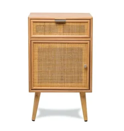 Nordlys Tables De Chevet Table De Chevet 1 Porte Et 1 Tiroir En Rotin Naturel -SURMATELAS Soldes table de chevet 1 porte et 1 tiroir en rotin naturel 3