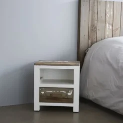 Bois Dessus Bois Dessous Tables De Chevet Table De Chevet 1 Tiroir 1 Niche En Pin Recyclé -SURMATELAS Soldes table de chevet 1 tiroir 1 niche en pin recycle 2