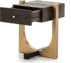 Thai Natura Tables De Chevet Table De Chevet 1 Tiroir Bois Et Métal Doré -SURMATELAS Soldes table de chevet 1 tiroir bois et metal dore 2