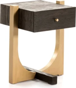 Thai Natura Tables De Chevet Table De Chevet 1 Tiroir Bois Et Métal Doré