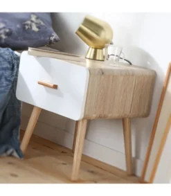 Casâme Tables De Chevet Table De Chevet 1 Tiroir Bords Arrondis - Marron -SURMATELAS Soldes table de chevet 1 tiroir bords arrondis marron 3