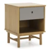 HOMN Tables De Chevet Table De Chevet 1 Tiroir Couleur Bois Et Gris, Bois Massif -SURMATELAS Soldes table de chevet 1 tiroir couleur bois et gris bois massif