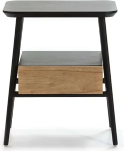 Thai Natura Tables De Chevet Table De Chevet 1 Tiroir Couleur Noir Et Bois Clair -SURMATELAS Soldes table de chevet 1 tiroir couleur noir et bois clair 2