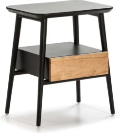 Thai Natura Tables De Chevet Table De Chevet 1 Tiroir Couleur Noir Et Bois Clair