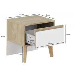 Meubletmoi Tables De Chevet Table De Chevet 1 Tiroir Décor Chêne Et Blanc -SURMATELAS Soldes table de chevet 1 tiroir decor chene et blanc 3