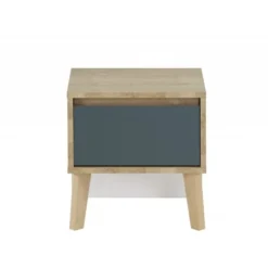 Meubletmoi Tables De Chevet Table De Chevet 1 Tiroir Décor Chêne Et Bleu -SURMATELAS Soldes table de chevet 1 tiroir decor chene et bleu 2