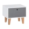 Terre De Nuit Tables De Chevet Table De Chevet 1 Tiroir En Bois Blanc Et Anthracite Avec Pieds En Chê -SURMATELAS Soldes table de chevet 1 tiroir en bois blanc et anthracite avec pieds en che