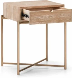 Thai Natura Tables De Chevet Table De Chevet 1 Tiroir En Bois Cérusé Structure Doré -SURMATELAS Soldes table de chevet 1 tiroir en bois ceruse structure dore 2