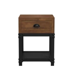 Rendez Vous Déco Tables De Chevet Table De Chevet 1 Tiroir En Bois De Cèdre Recyclé Et Métal