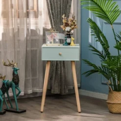 Nordlys Tables De Chevet Table De Chevet 1 Tiroir En Bois De Hêtre Vert Menthe -SURMATELAS Soldes table de chevet 1 tiroir en bois de hetre vert menthe 3