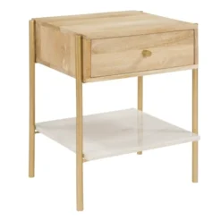 Rendez Vous Déco Tables De Chevet Table De Chevet 1 Tiroir En Bois De Manguier Et Marbre -SURMATELAS Soldes table de chevet 1 tiroir en bois de manguier et marbre 4