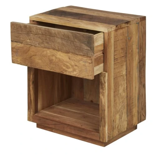 Maisons Du Monde Tables De Chevet Table De Chevet 1 Tiroir En Bois Recyclé Marron 4 Maisons Du Monde Tables De Chevet Table De Chevet 1 Tiroir En Bois Recyclé Marron – Image 2