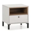 HOMN Tables De Chevet Table De Chevet 1 Tiroir Et 1 Niche, Couleur Blanc Et Bois -SURMATELAS Soldes table de chevet 1 tiroir et 1 niche couleur blanc et bois