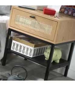 Casâme Tables De Chevet Table De Chevet 1 Tiroir Et Façade En Rotin -SURMATELAS Soldes table de chevet 1 tiroir et facade en rotin 4