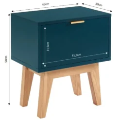 ELLE Décoration Tables De Chevet Table De Chevet 1 Tiroir - Laqué Bleu Canard -SURMATELAS Soldes table de chevet 1 tiroir laque bleu canard 4