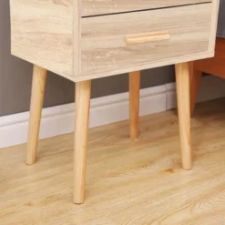 Toilinux Tables De Chevet Table De Chevet 2 Tiroirs 45x35x60cm Marron -SURMATELAS Soldes table de chevet 2 tiroirs 45x35x60cm marron 3