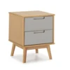 HOMN Tables De Chevet Table De Chevet 2 Tiroirs Couleur Bois Et Gris, Bois Massif -SURMATELAS Soldes table de chevet 2 tiroirs couleur bois et gris bois massif