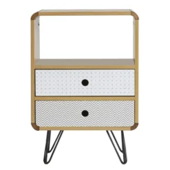 HOMN Tables De Chevet Table De Chevet 2 Tiroirs, Couleur Chêne, Pieds En Métal Noir 10 HOMN Tables De Chevet Table De Chevet 2 Tiroirs, Couleur Chêne, Pieds En Métal Noir -SURMATELAS Soldes table de chevet 2 tiroirs couleur chene pieds en metal noir 2