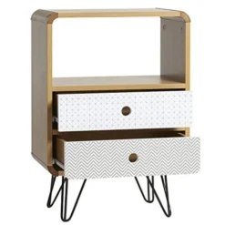 HOMN Tables De Chevet Table De Chevet 2 Tiroirs, Couleur Chêne, Pieds En Métal Noir 11 HOMN Tables De Chevet Table De Chevet 2 Tiroirs, Couleur Chêne, Pieds En Métal Noir -SURMATELAS Soldes table de chevet 2 tiroirs couleur chene pieds en metal noir 3