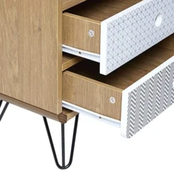 HOMN Tables De Chevet Table De Chevet 2 Tiroirs, Couleur Chêne, Pieds En Métal Noir 12 HOMN Tables De Chevet Table De Chevet 2 Tiroirs, Couleur Chêne, Pieds En Métal Noir -SURMATELAS Soldes table de chevet 2 tiroirs couleur chene pieds en metal noir 4