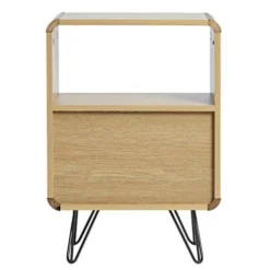 HOMN Tables De Chevet Table De Chevet 2 Tiroirs, Couleur Chêne, Pieds En Métal Noir 13 HOMN Tables De Chevet Table De Chevet 2 Tiroirs, Couleur Chêne, Pieds En Métal Noir -SURMATELAS Soldes table de chevet 2 tiroirs couleur chene pieds en metal noir 5