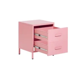 Beliani Tables De Chevet Table De Chevet 2 Tiroirs En Acier Rose -SURMATELAS Soldes table de chevet 2 tiroirs en acier rose 2
