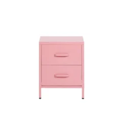 Beliani Tables De Chevet Table De Chevet 2 Tiroirs En Acier Rose -SURMATELAS Soldes table de chevet 2 tiroirs en acier rose 4