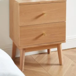 Drawer Tables De Chevet Table De Chevet 2 Tiroirs En Bois Clair -SURMATELAS Soldes table de chevet 2 tiroirs en bois clair 5