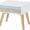 ReCollection Tables De Chevet Table De Chevet 2 Tiroirs En Bois Couleur Blanc Et Bleu -SURMATELAS Soldes table de chevet 2 tiroirs en bois couleur blanc et bleu