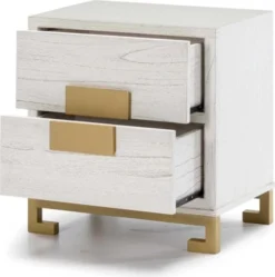 Thai Natura Tables De Chevet Table De Chevet 2 Tiroirs En Bois Couleur Blanc Et Doré -SURMATELAS Soldes table de chevet 2 tiroirs en bois couleur blanc et dore 2
