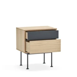 TEULAT Tables De Chevet Table De Chevet 2 Tiroirs En Bois Et Métal Gris Anthracite -SURMATELAS Soldes table de chevet 2 tiroirs en bois et metal gris anthracite 2