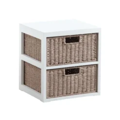 Aubry Gaspard Tables De Chevet Table De Chevet 2 Tiroirs En Bois Et Papier Cordé -SURMATELAS Soldes table de chevet 2 tiroirs en bois et papier corde 2