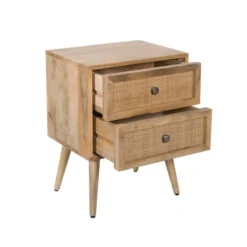 Rendez Vous Déco Tables De Chevet Table De Chevet 2 Tiroirs En Cannage Et Bois De Manguier -SURMATELAS Soldes table de chevet 2 tiroirs en cannage et bois de manguier 4