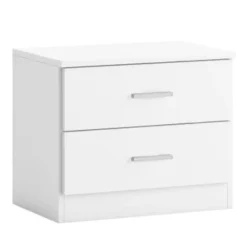 HOMN Tables De Chevet Table De Chevet 2 Tiroirs En Couleur Blanc -SURMATELAS Soldes table de chevet 2 tiroirs en couleur blanc 5