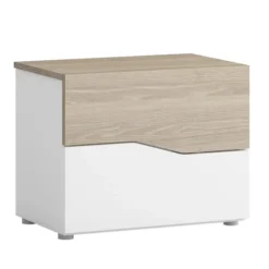 HOMN Tables De Chevet Table De Chevet 2 Tiroirs En Couleur Blanc Et Bois
