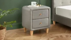 Homifab Tables De Chevet Table De Chevet 2 Tiroirs En Tissu Gris Clair -SURMATELAS Soldes table de chevet 2 tiroirs en tissu gris clair 1