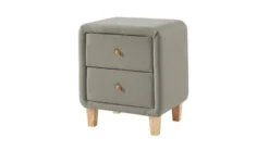 Homifab Tables De Chevet Table De Chevet 2 Tiroirs En Tissu Gris Clair -SURMATELAS Soldes table de chevet 2 tiroirs en tissu gris clair 3