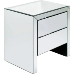 Kare Design Tables De Chevet Table De Chevet 2 Tiroirs En Verre Miroir -SURMATELAS Soldes table de chevet 2 tiroirs en verre miroir 3
