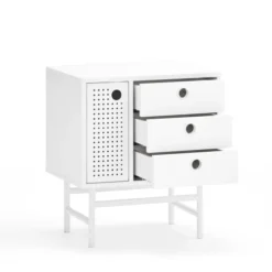 TEULAT Tables De Chevet Table De Chevet 2 Tiroirs Et 1 Porte En Blanc 12 TEULAT Tables De Chevet Table De Chevet 2 Tiroirs Et 1 Porte En Blanc -SURMATELAS Soldes table de chevet 2 tiroirs et 1 porte en blanc 4