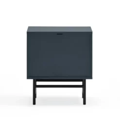 TEULAT Tables De Chevet Table De Chevet 2 Tiroirs Et 1 Porte En En Bleu Foncé Et Noir -SURMATELAS Soldes table de chevet 2 tiroirs et 1 porte en en bleu fonce et noir 5